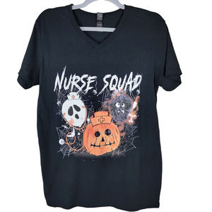 Anvil Nurse Squad Halloween Black Short Sleeve T-shirt Women's Size Medium